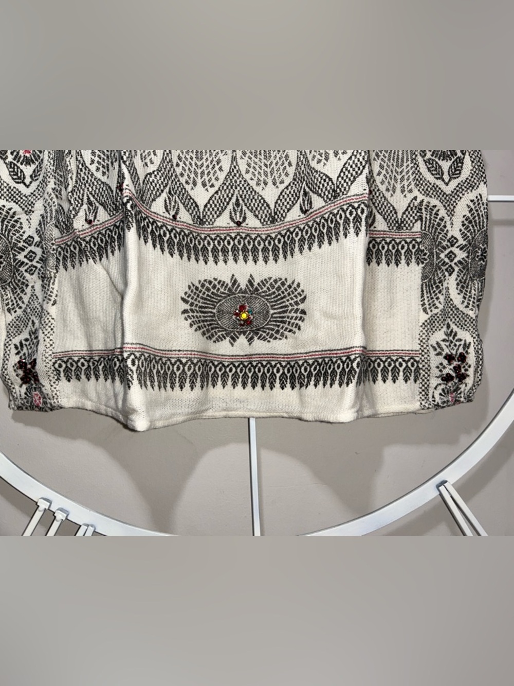 Free People New Romantics Byzantine Dreams Embroidered Boho Top w/ Gemstones - Picture 4 of 13